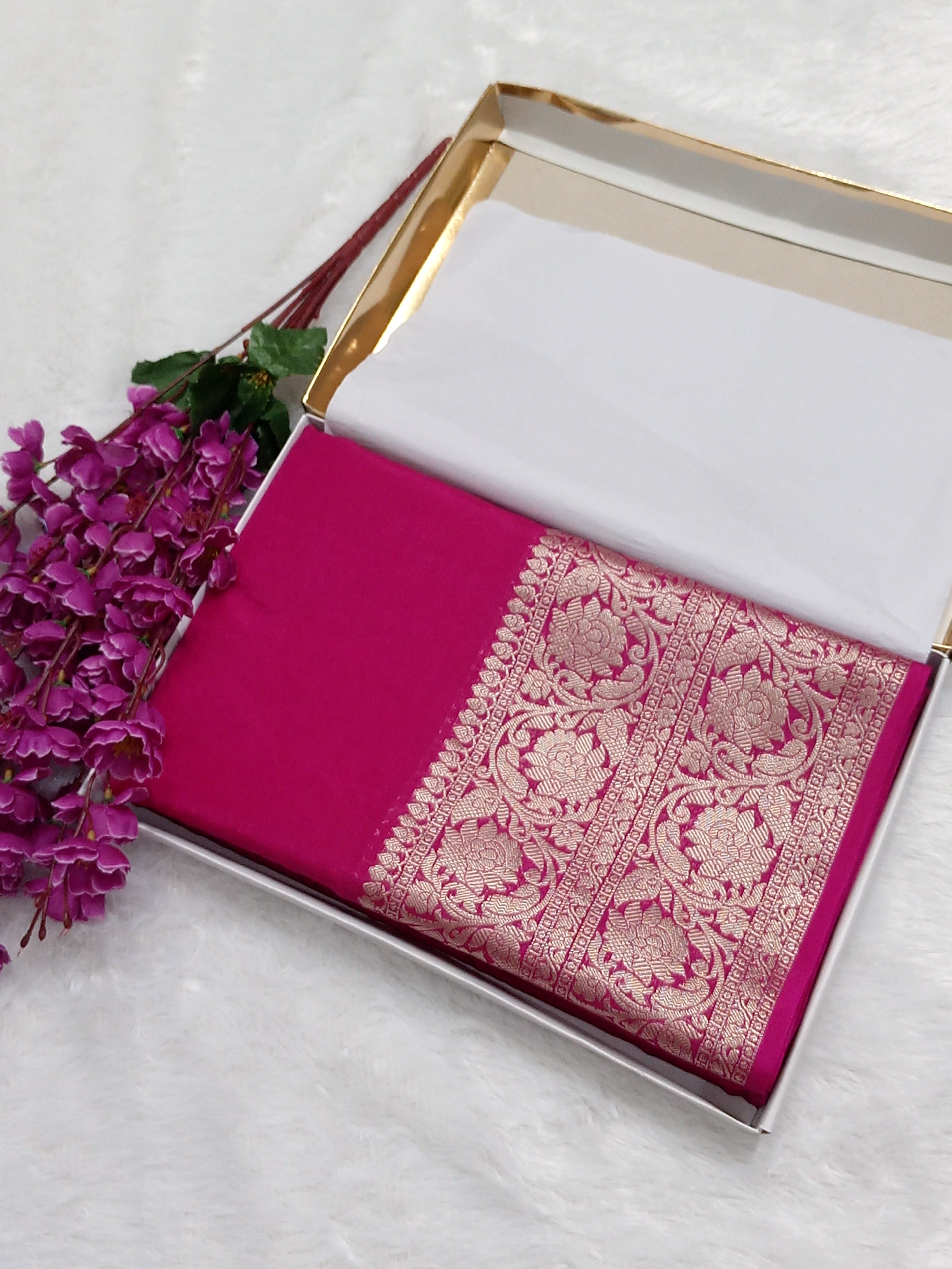 Pink Color Skirt Border Banarasi Soft Silk Saree