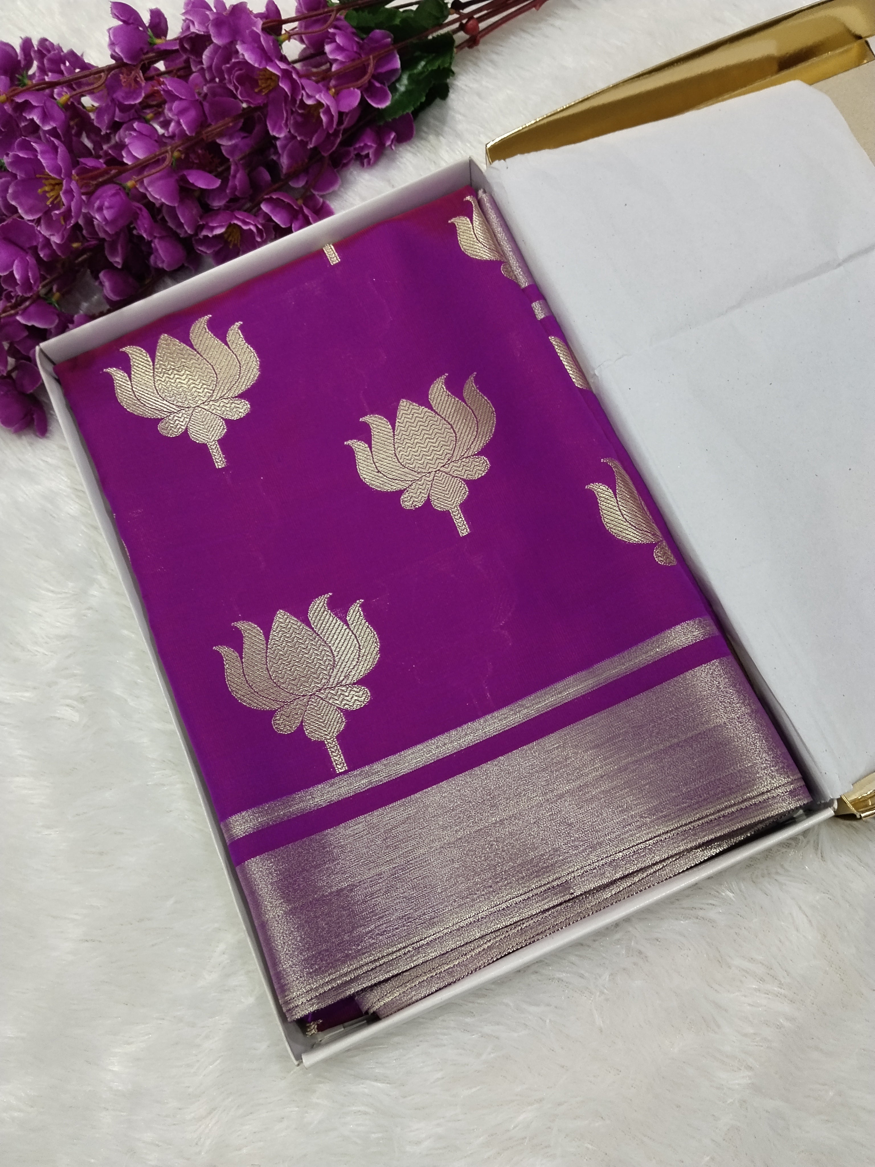 Purple Colour Kamal Buta Tapeta Silk Saree