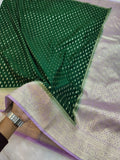 Bottle Green And Pink Zari Buti Georgette Saree