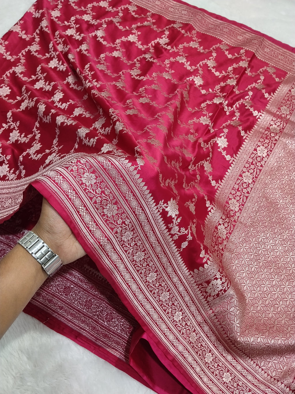 Pink Colour Banarasi Mashru Silk Saree With Buti Design