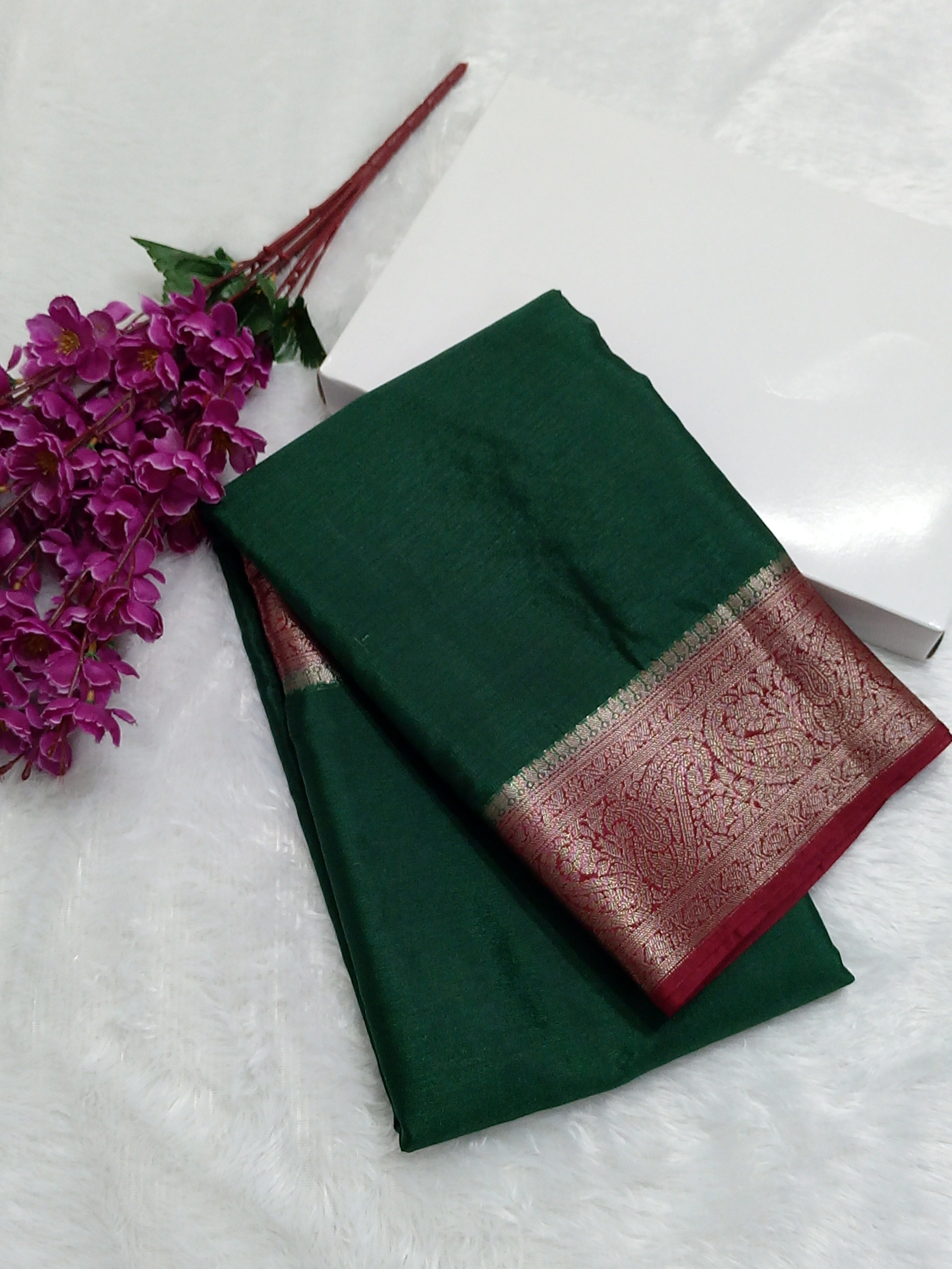 Bottle Green Party Wear Soft Warm Silk Saree