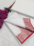 Silver Zari Border Pallu Plain Silk Saree