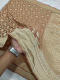 Dark Peach Colour Handloom Pure Banarasi Khaddi Georgette Saree Water Zari