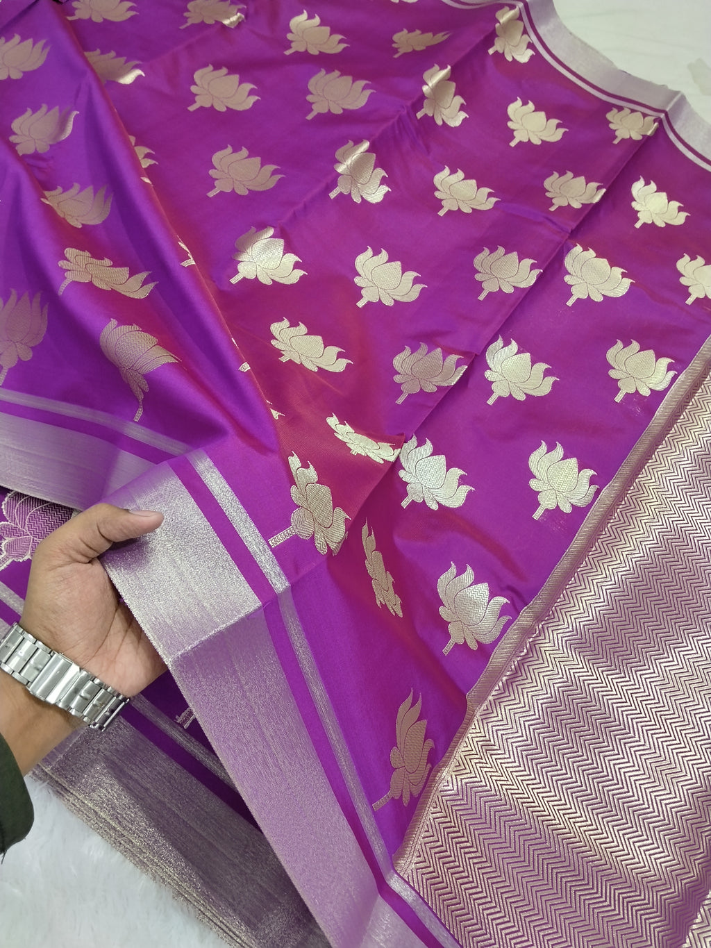 Purple Colour Kamal Buta Tapeta Silk Saree