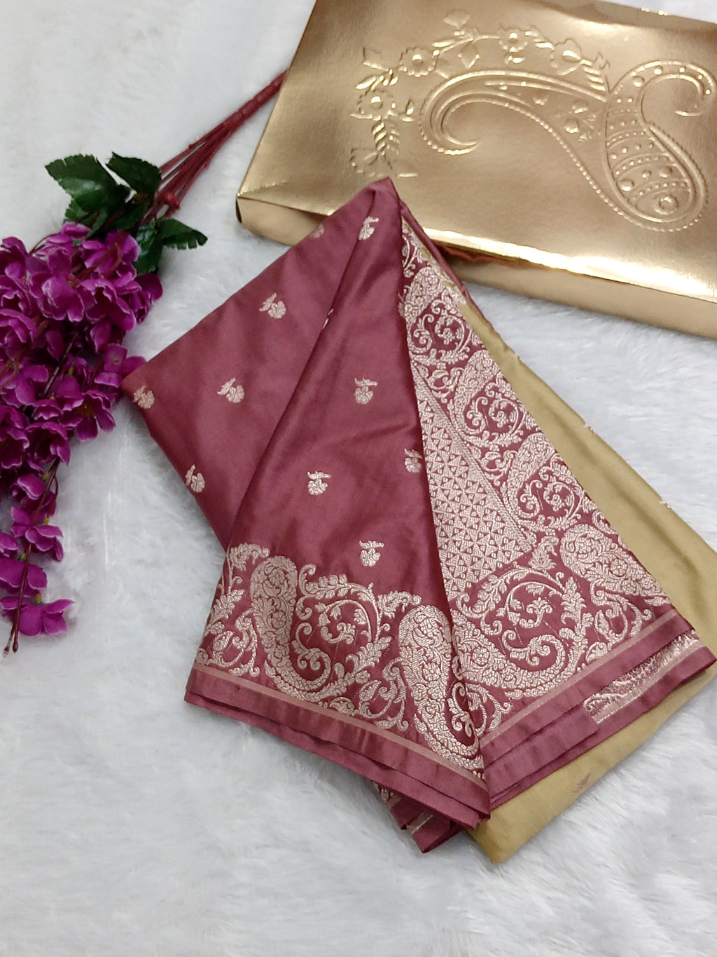 Dual Colour Banarasi Mashru Silk Saree