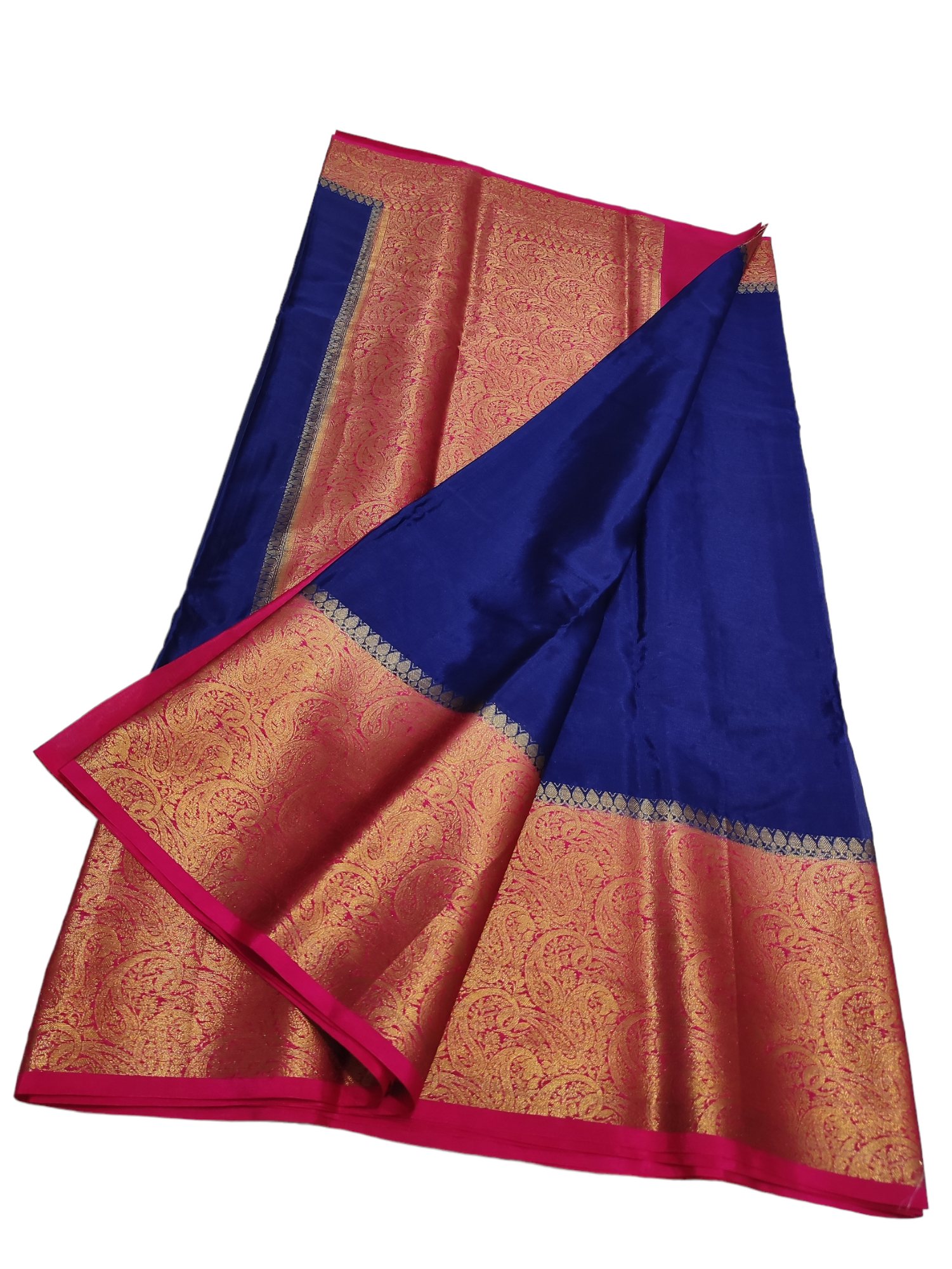 Blue And Pink Colour Plain Body Warm Silk Saree