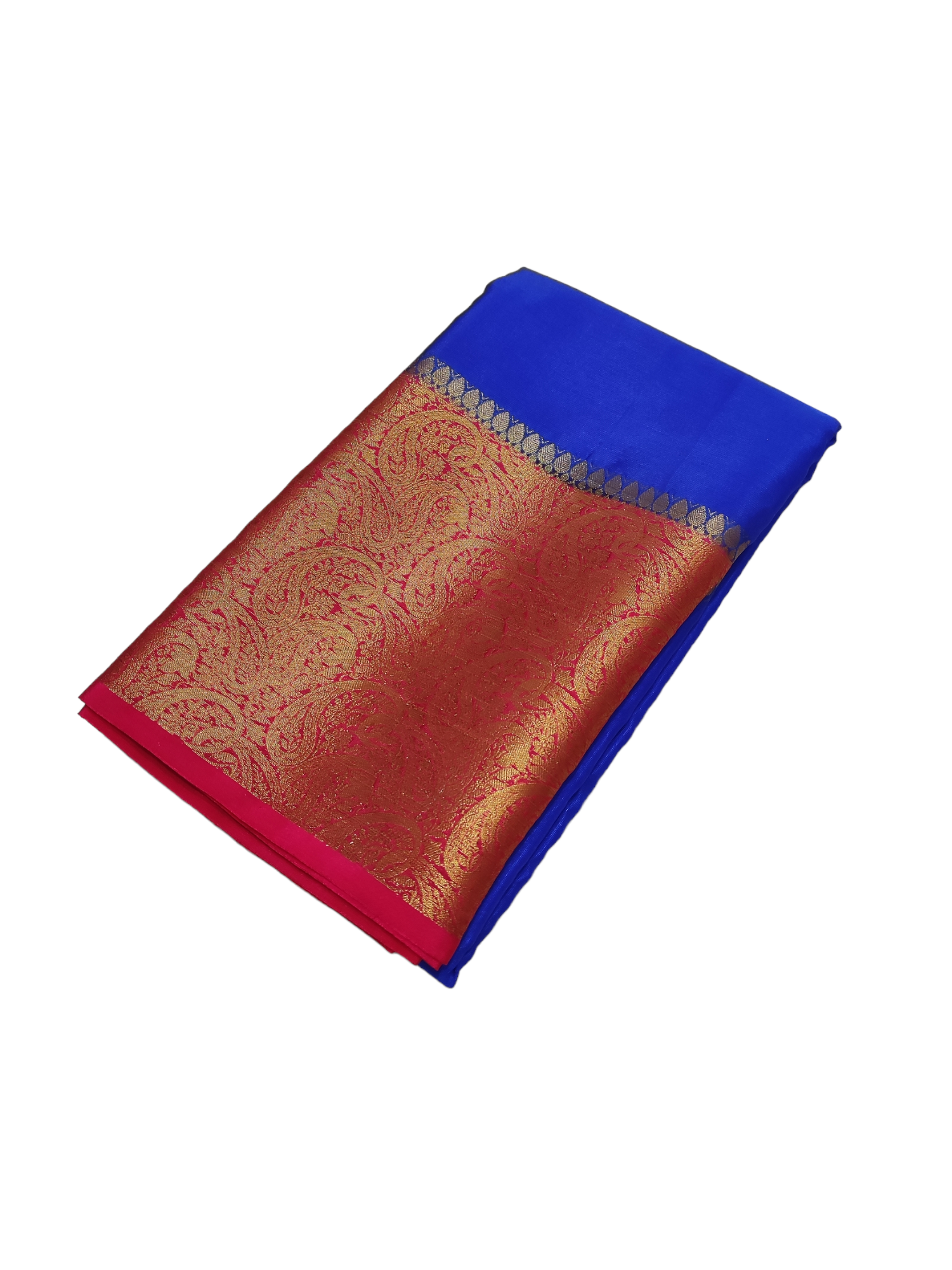 Blue And Pink Colour Plain Body Warm Silk Saree