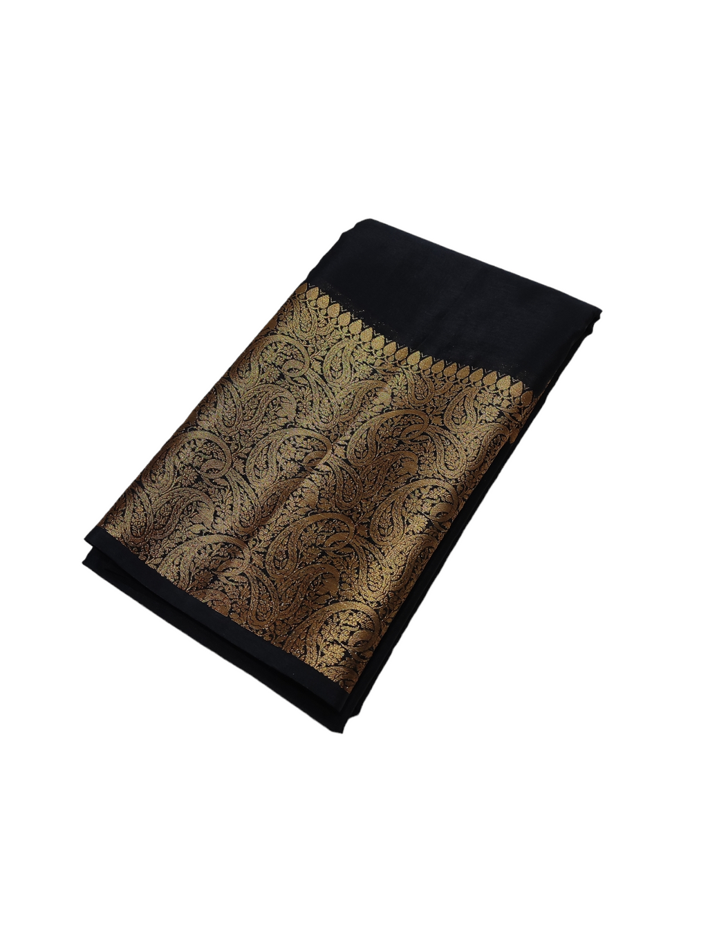 Jet Black Colour Plain Body Warm Silk Saree