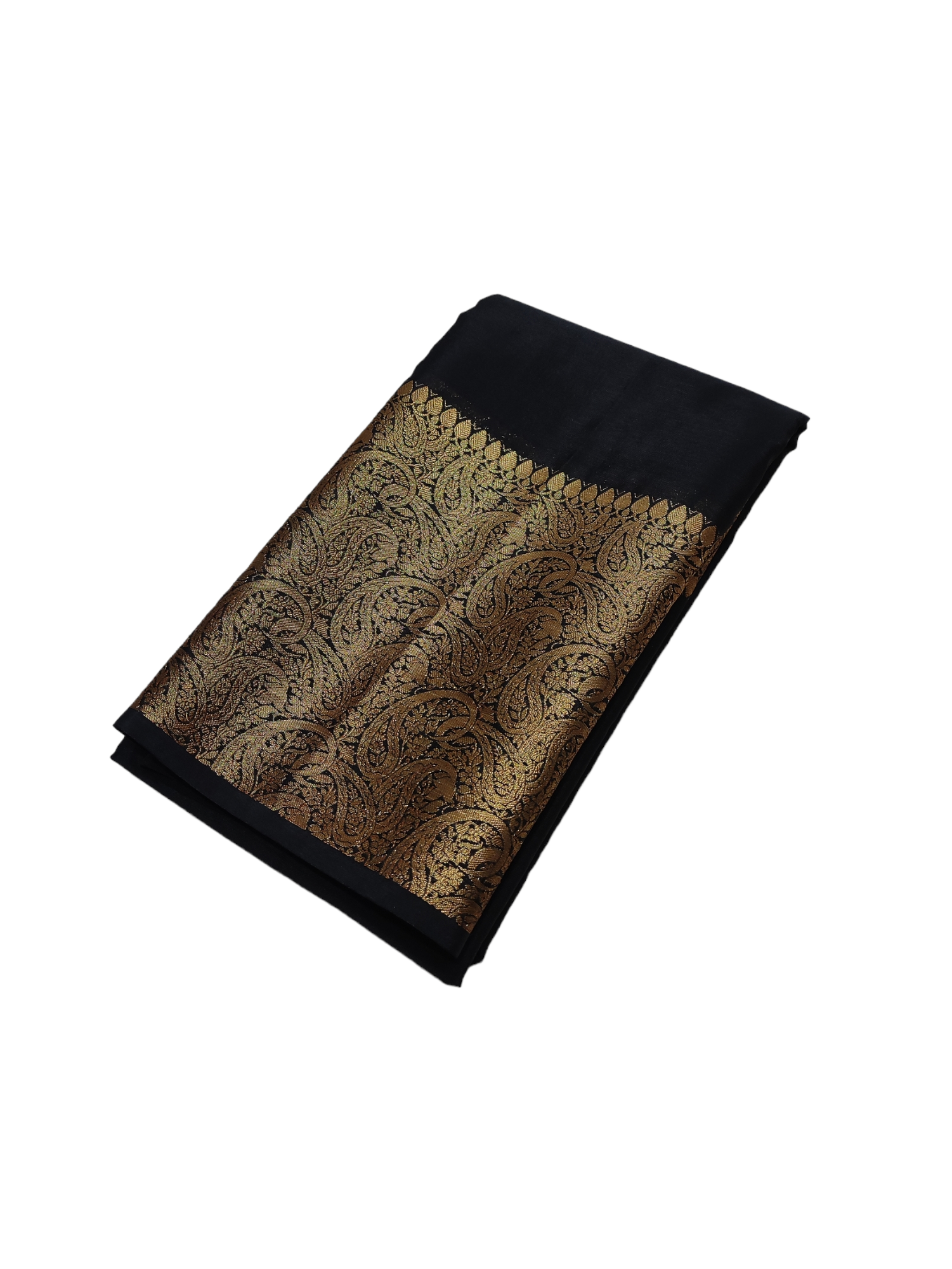 Jet Black Colour Plain Body Warm Silk Saree