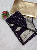 Dark Brown Colour Zari Buti Georgette Saree