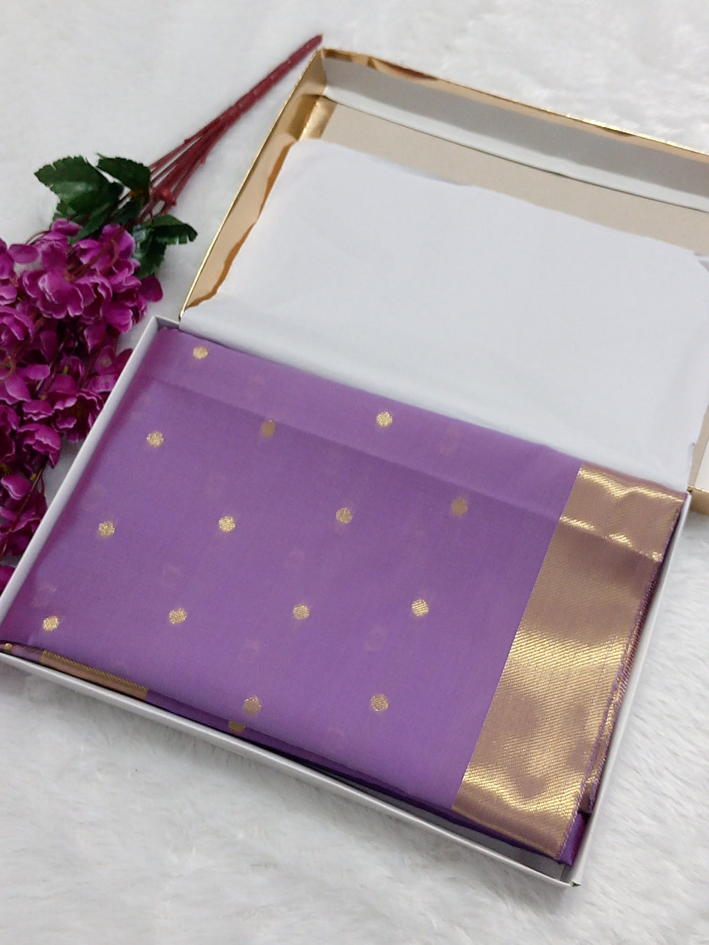 Lavender Colour Soft Katan Silk Saree