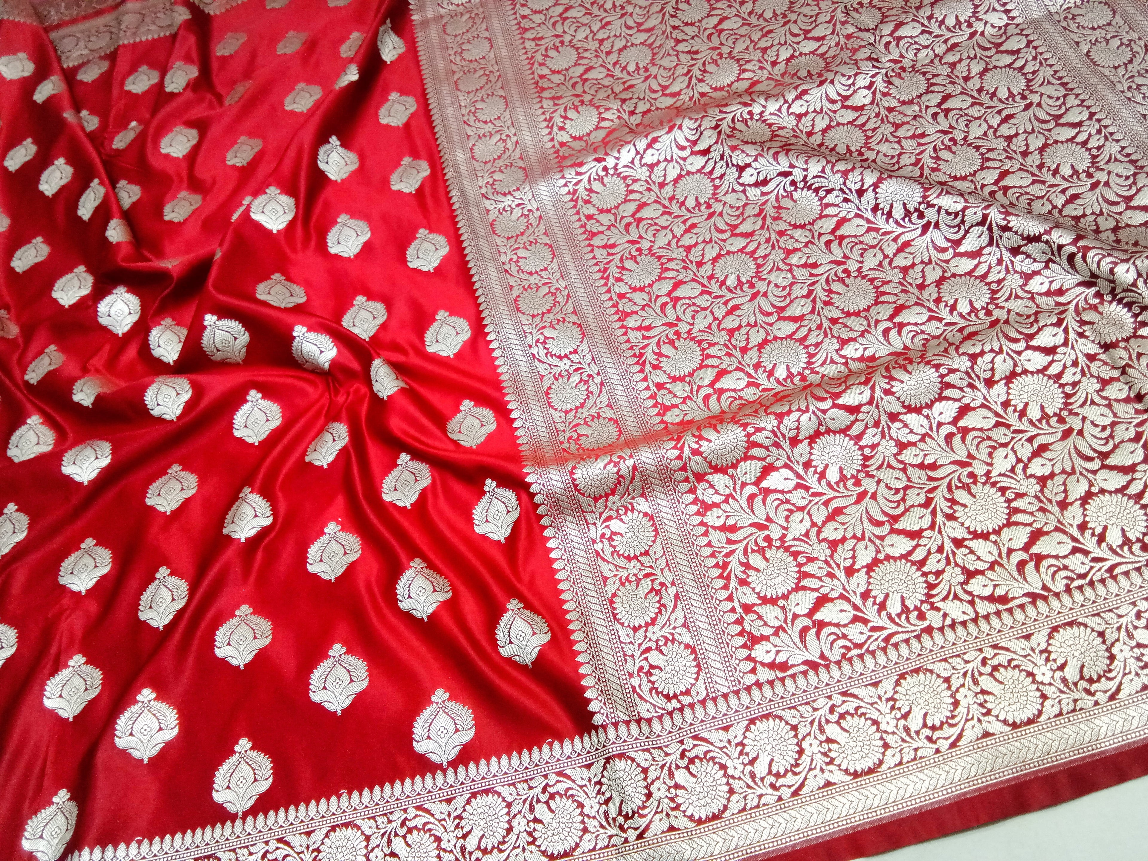 Red Color Banarasi Mashru Silk Saree