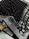 Viral Jet Black Color Khaddi Georgette Saree