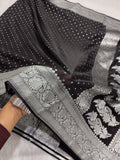 Jet Black Colour Banarasi Khaddi Georgette Saree