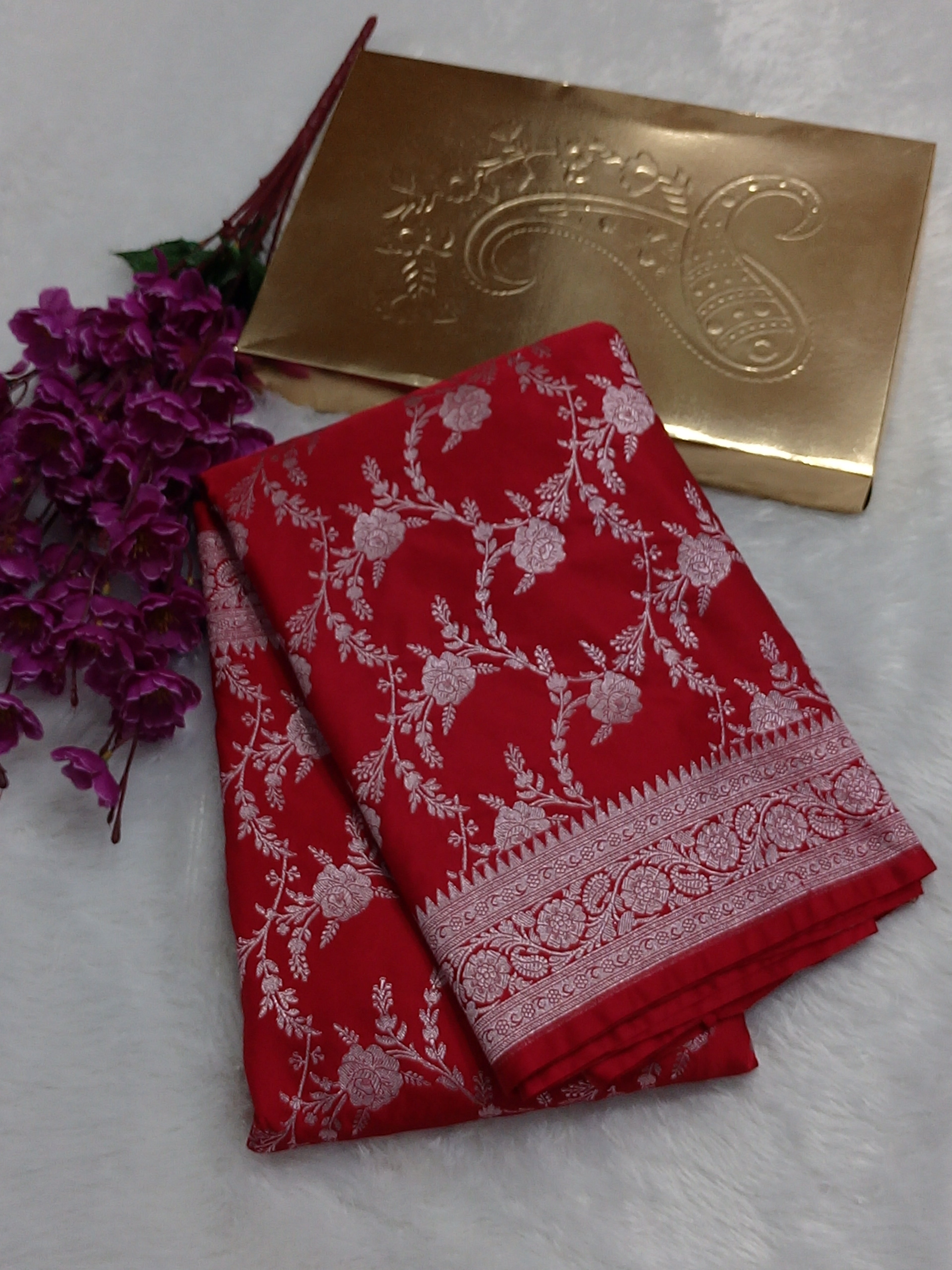 Light RedBanarasi Mashru Silk Saree