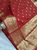 Maroon Colour Banarasi Fancy Cotton Saree With Brocade Blouse