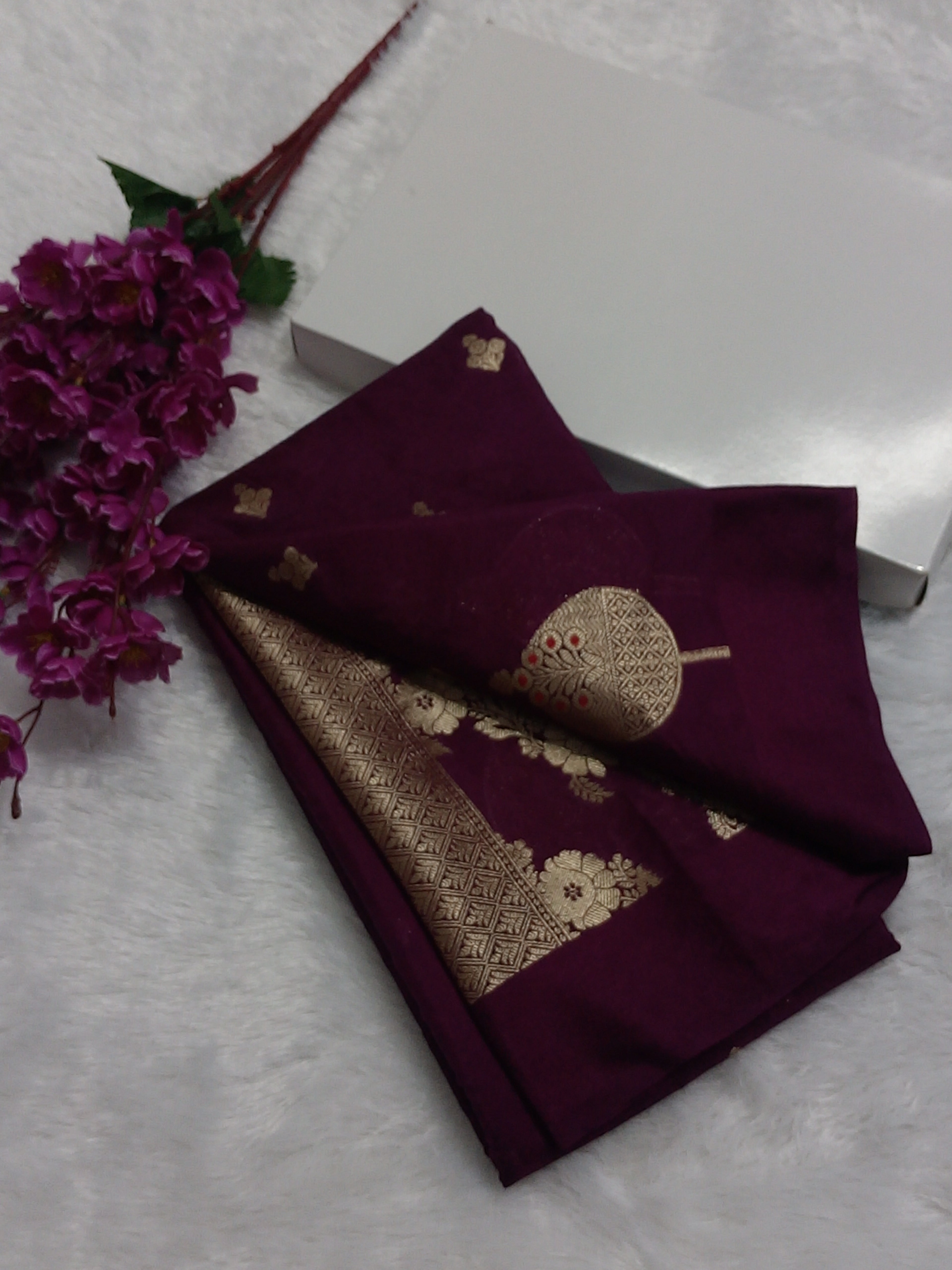 Maroon Colour Banarasi Warm Silk Saree