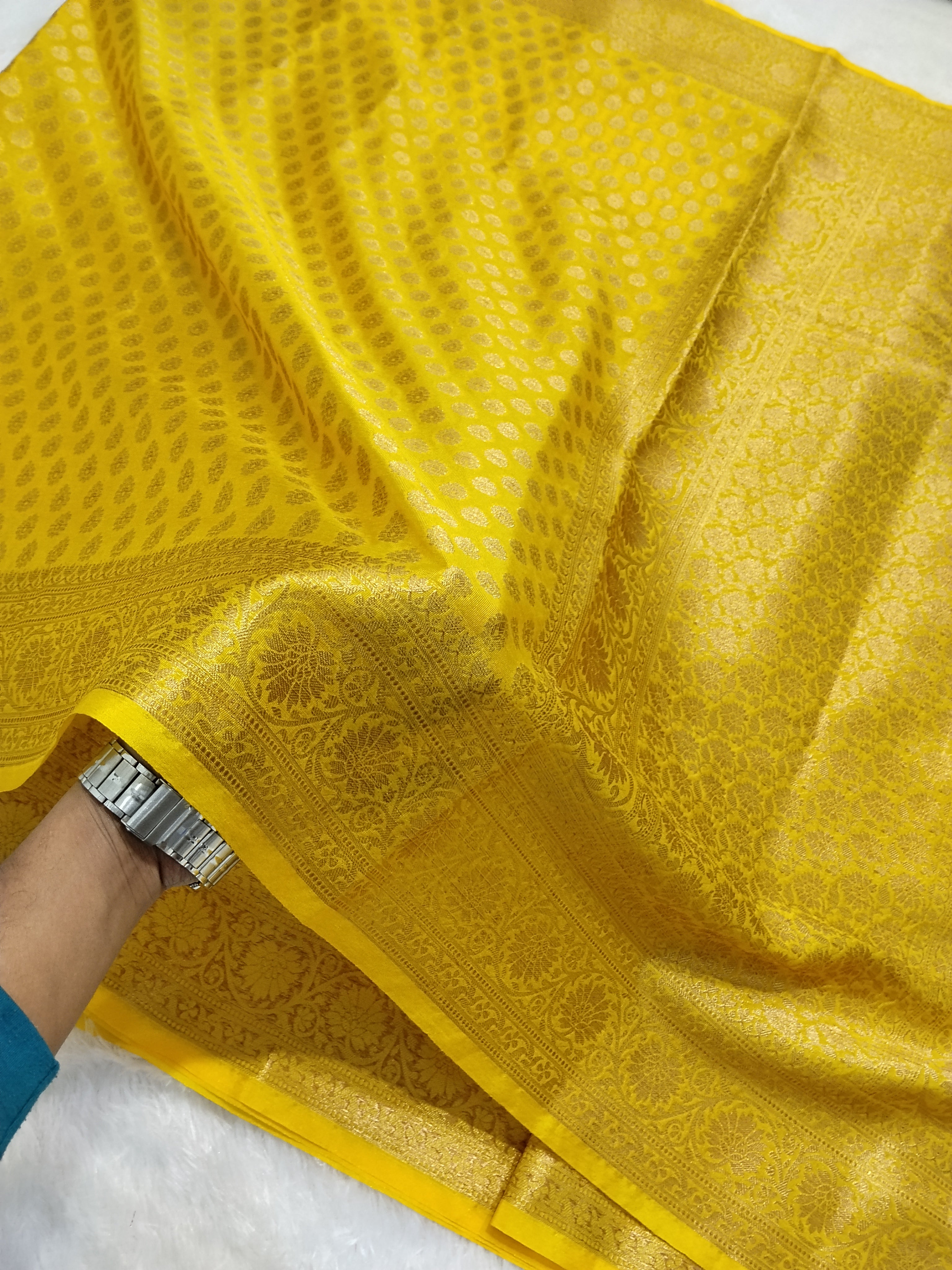Yellow Colour Golden Zari Body Warm Silk Saree