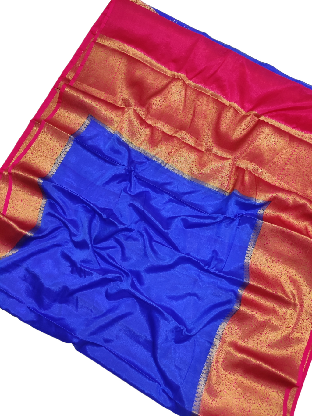 Blue And Pink Colour Plain Body Warm Silk Saree