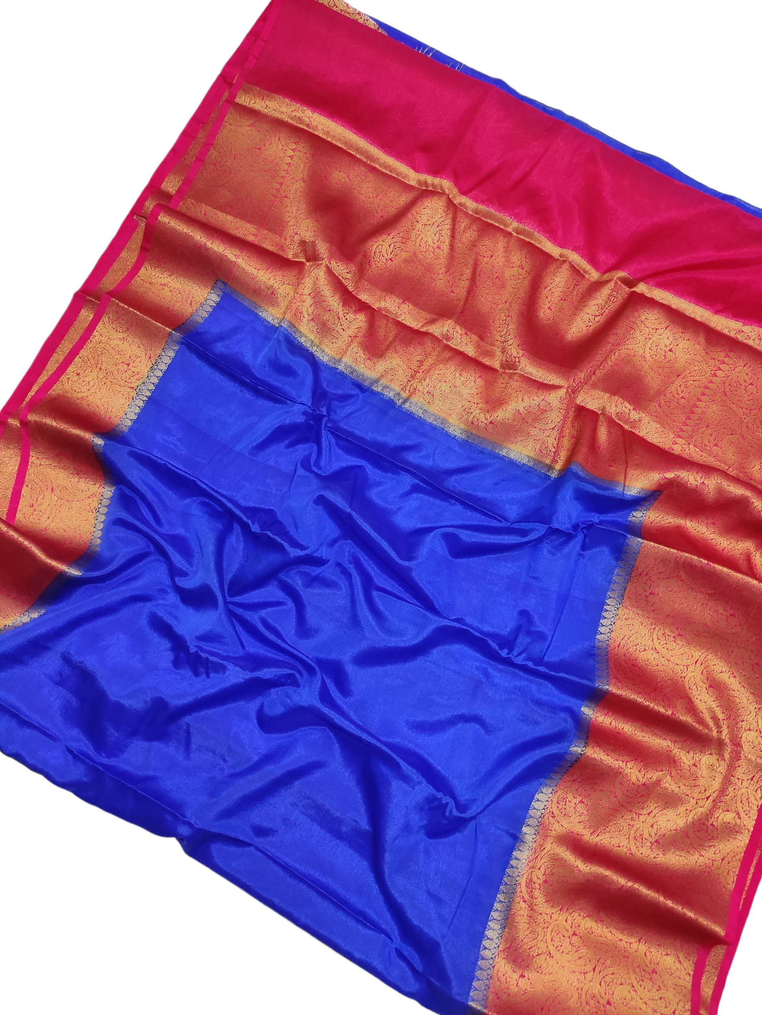 Blue And Pink Colour Plain Body Warm Silk Saree