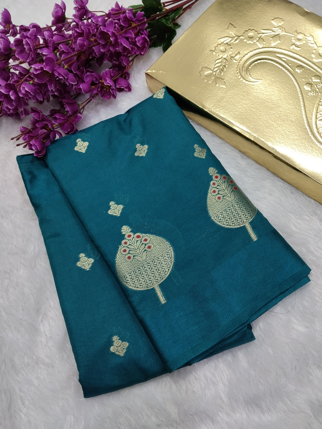 German Blue Colour Banarasi Warm Silk Saree