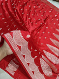 Red Colour Wedding Banarasi Mashru Katan Silk Saree Buti Work