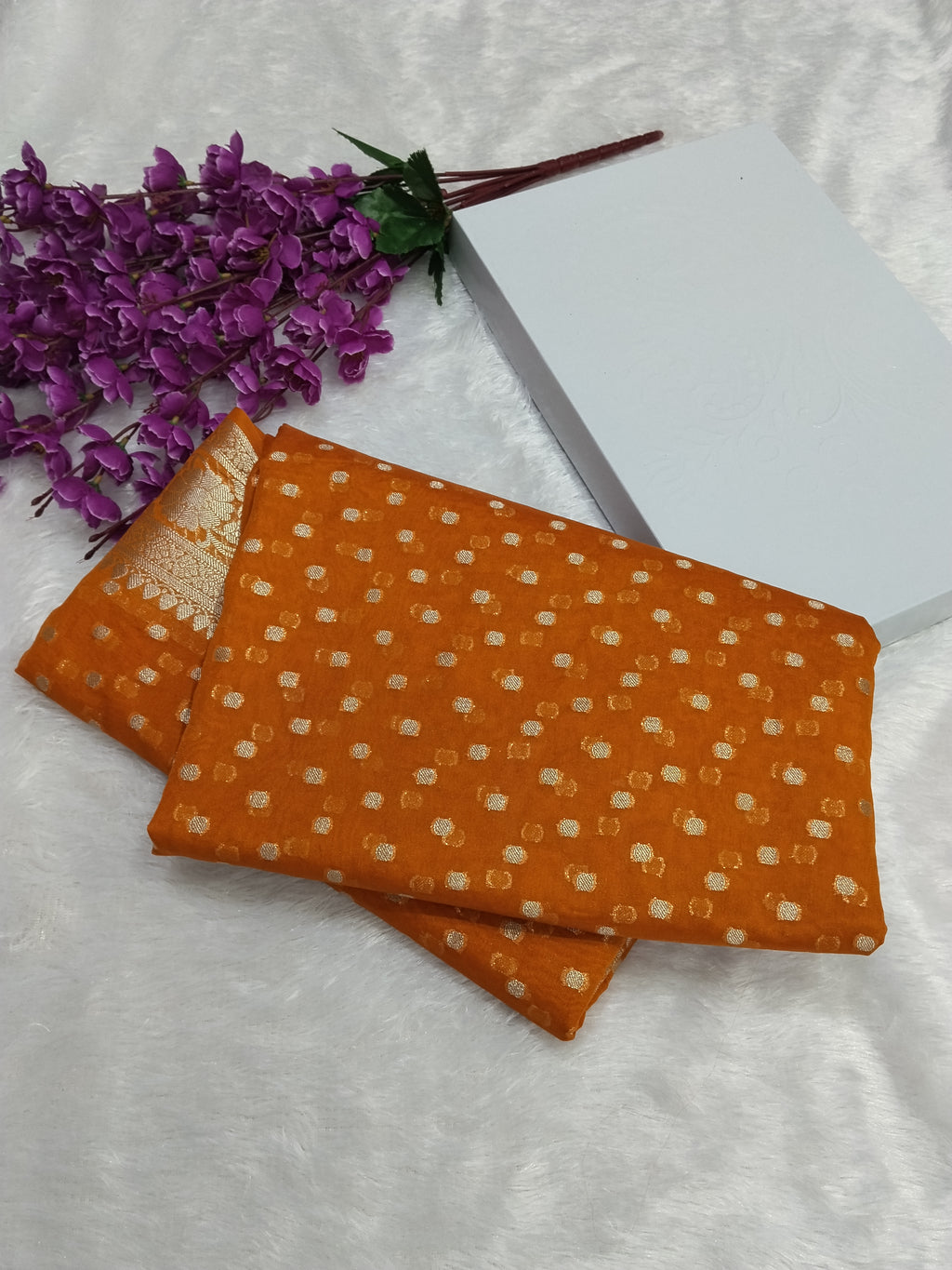 Mustard Colour Warer Zari Buti Khaddi Georgette Saree