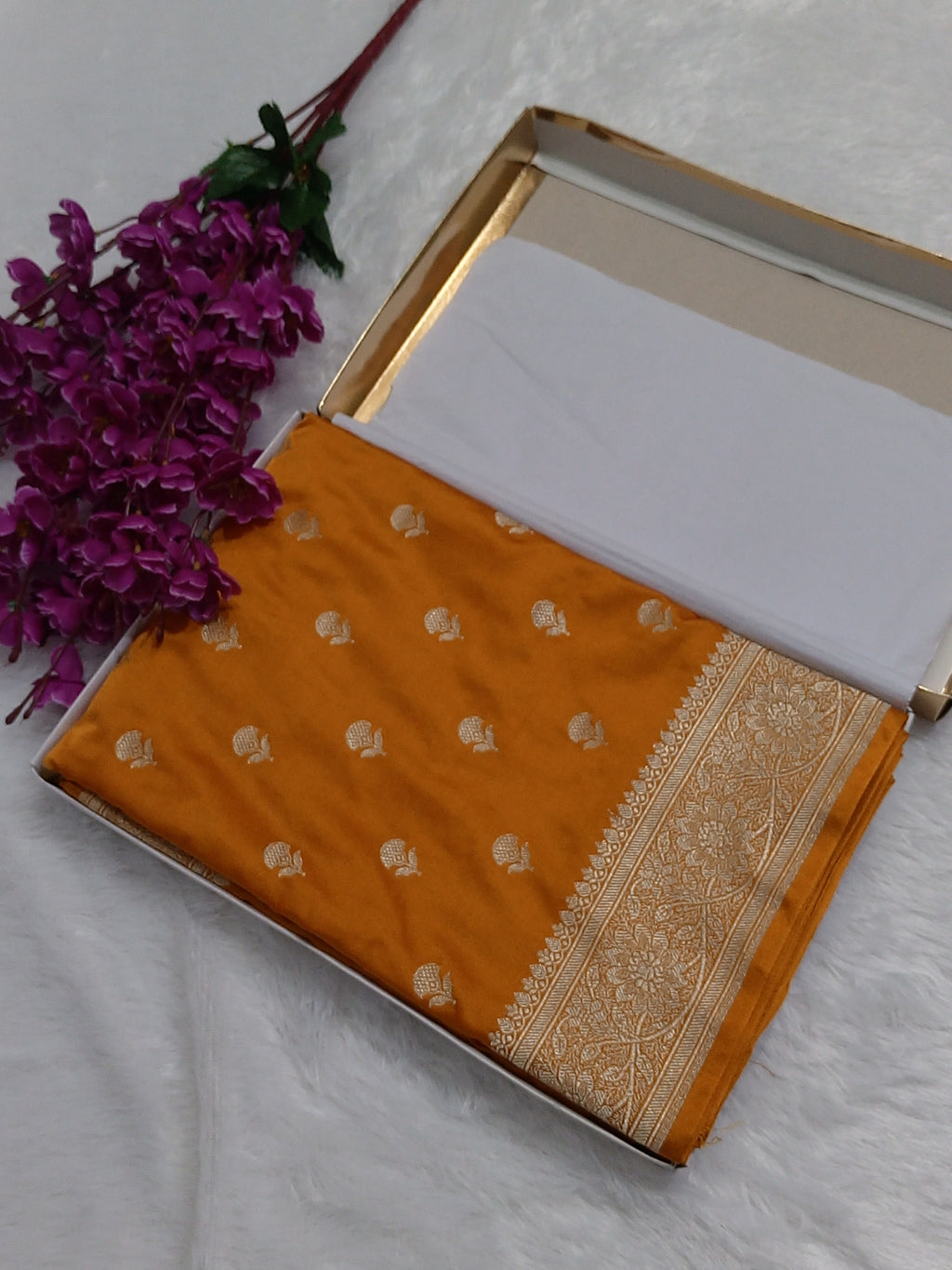 Yellow Color Banarasi Mashru Silk Saree