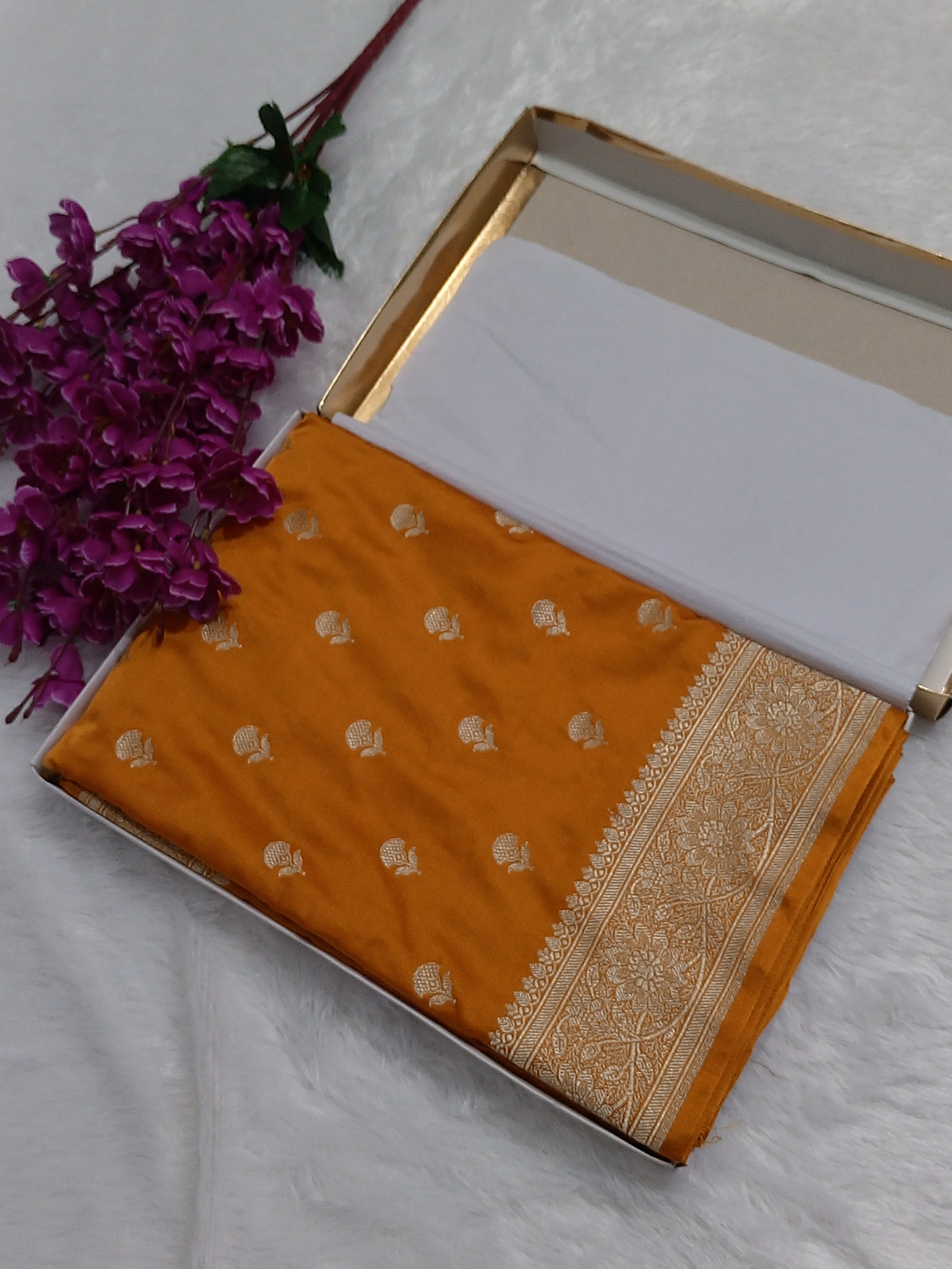 Yellow Color Banarasi Mashru Silk Saree