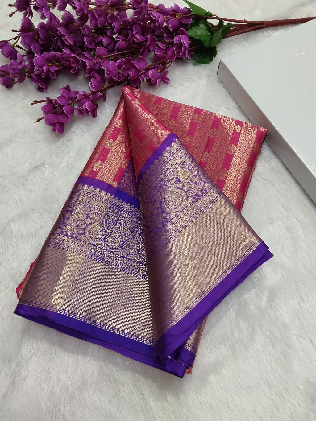 Red Colour Fancy Banarasi Tissue Brocade Saree Double Zari Woven