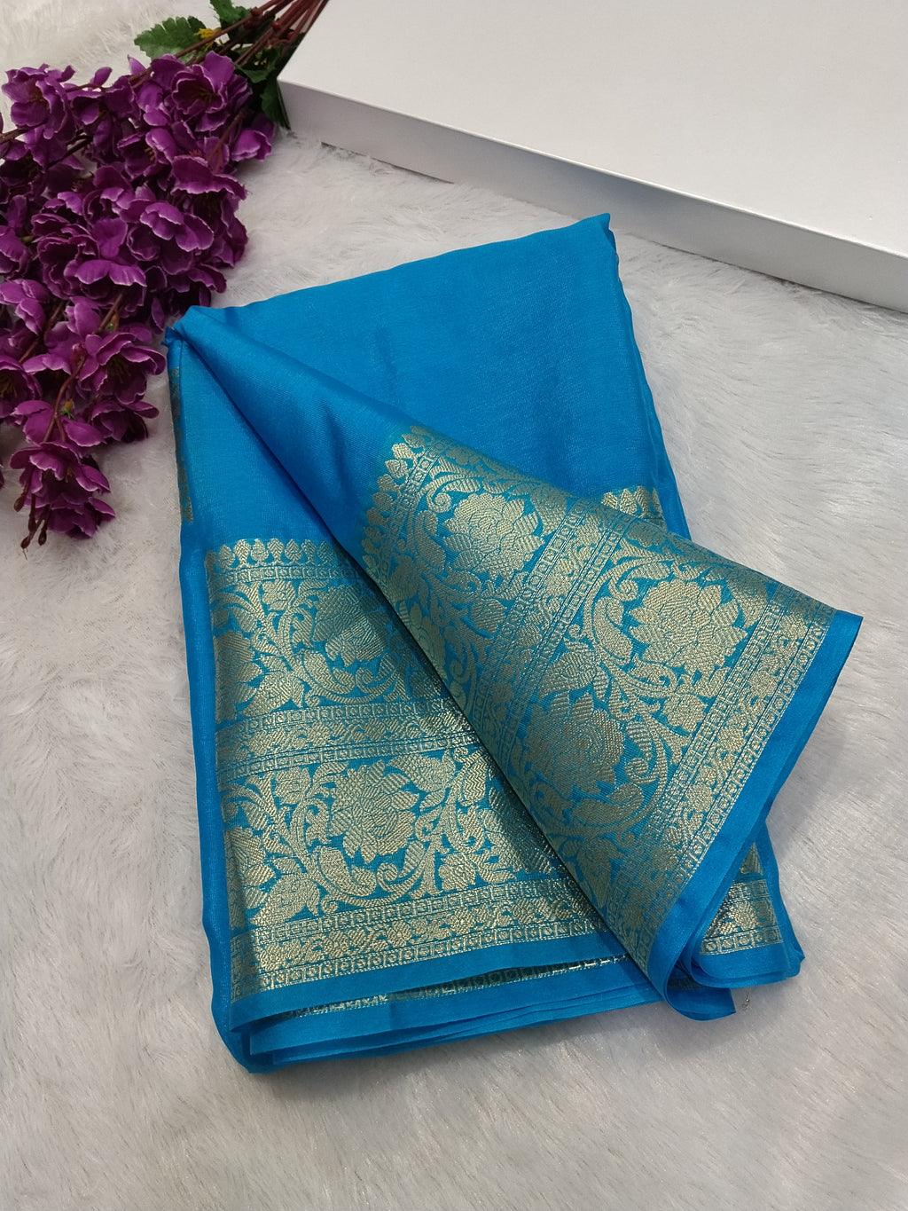 Teal Blue Colour Party Wear Soft Warm Silk Saree
