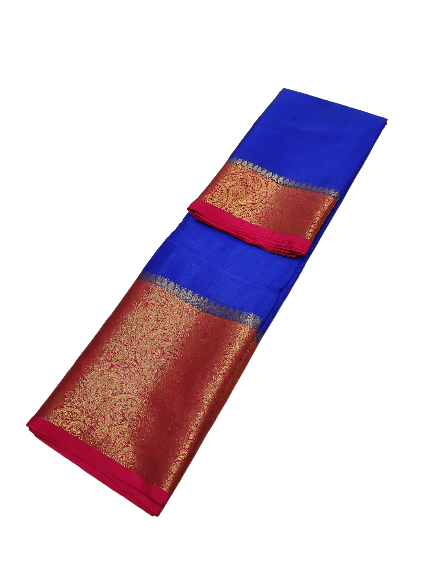 Blue And Pink Colour Plain Body Warm Silk Saree