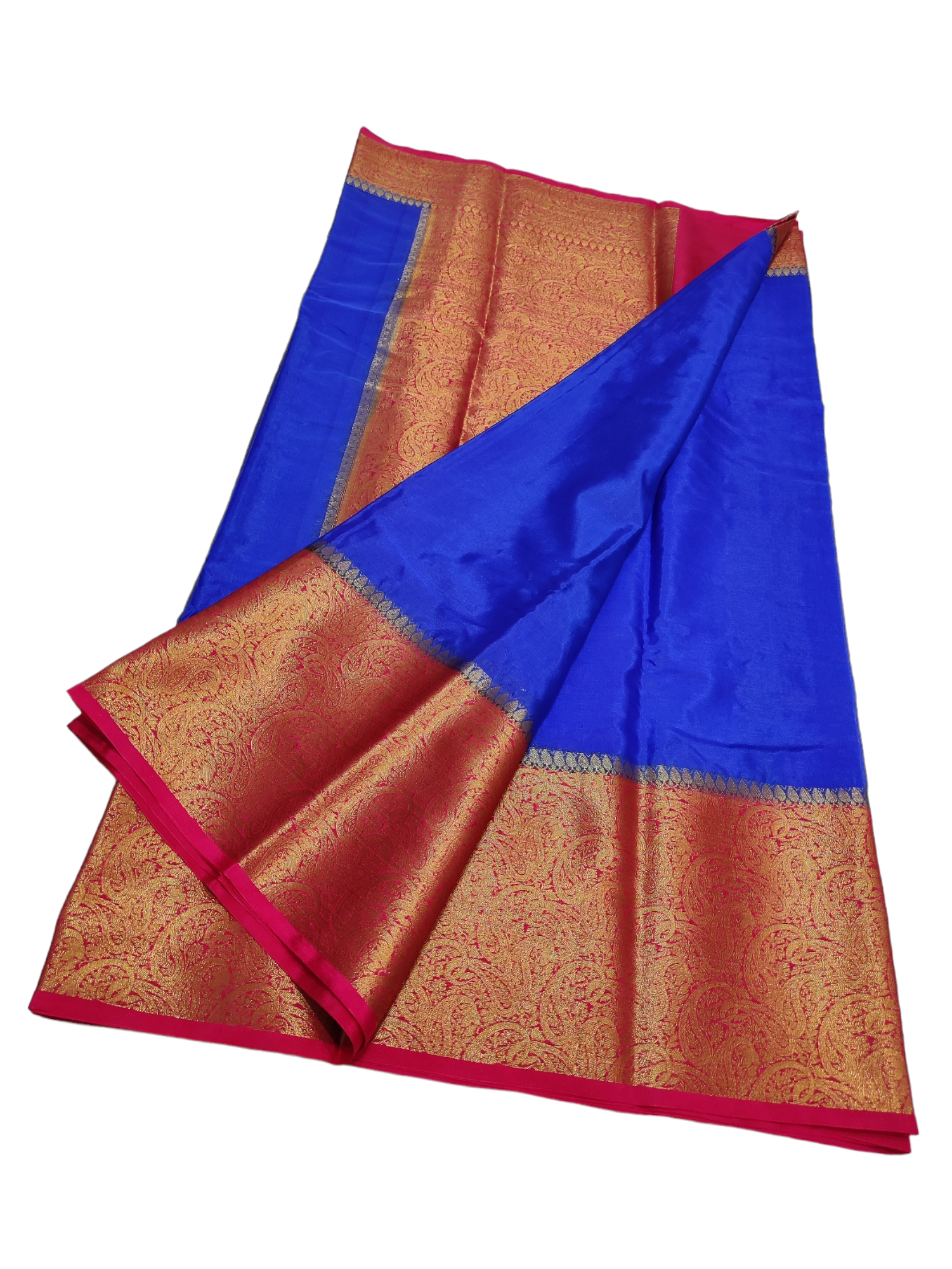 Blue And Pink Colour Plain Body Warm Silk Saree
