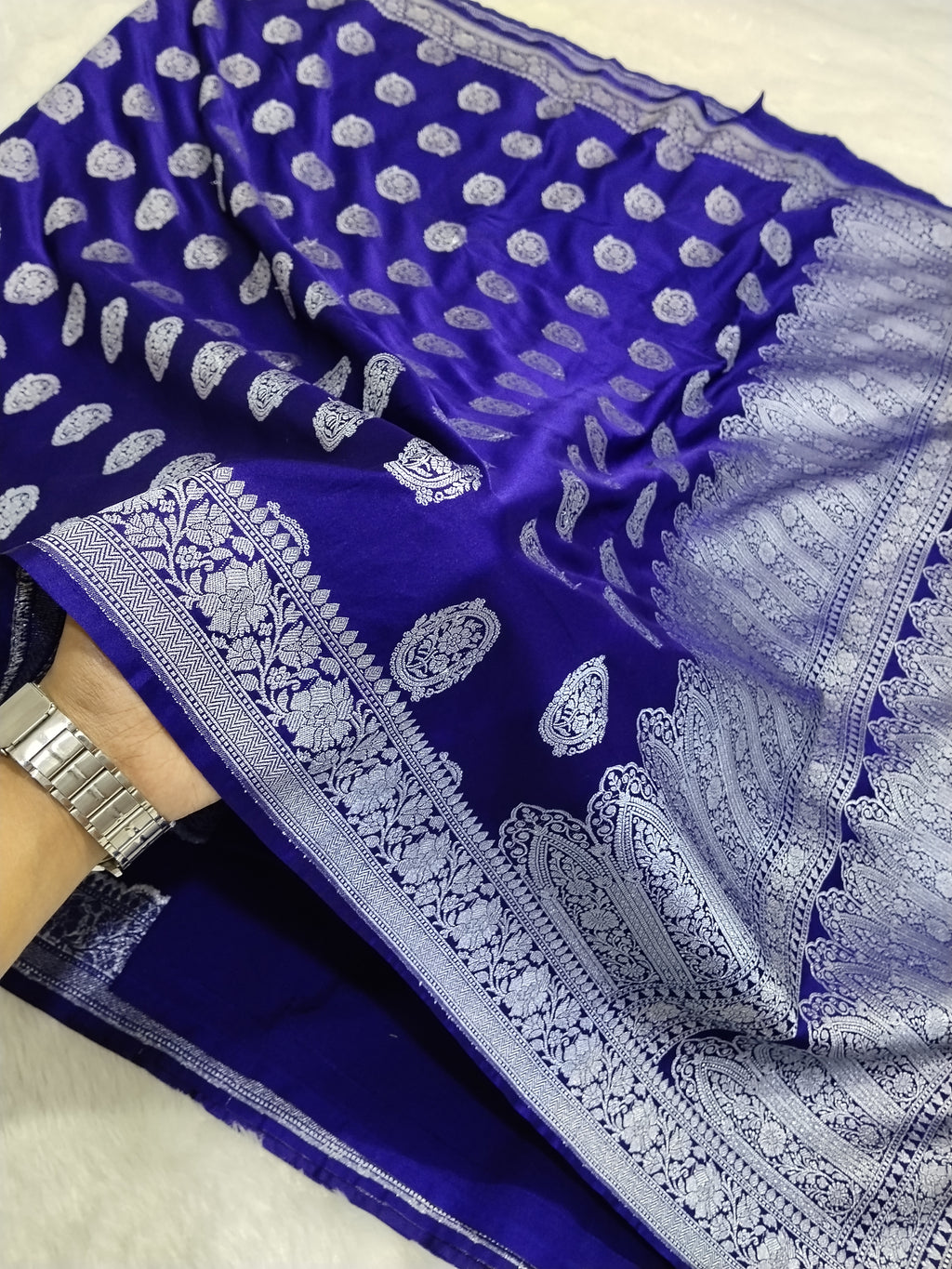 Violet Colour Banarasi Mashru Silk Saree With Buti Design