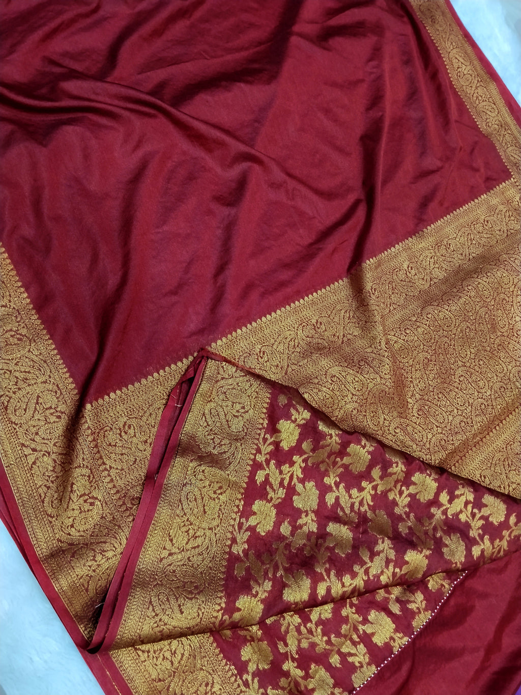 Dark Maroon Colour Banarasi Warm Silk Soft Saree