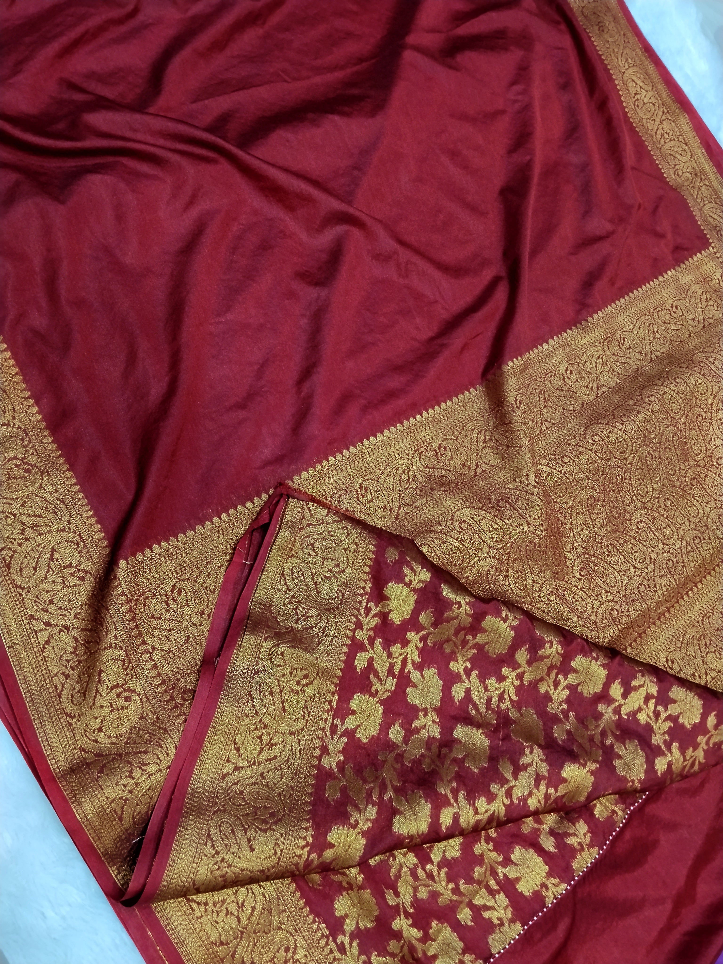 Dark Maroon Colour Banarasi Warm Silk Soft Saree