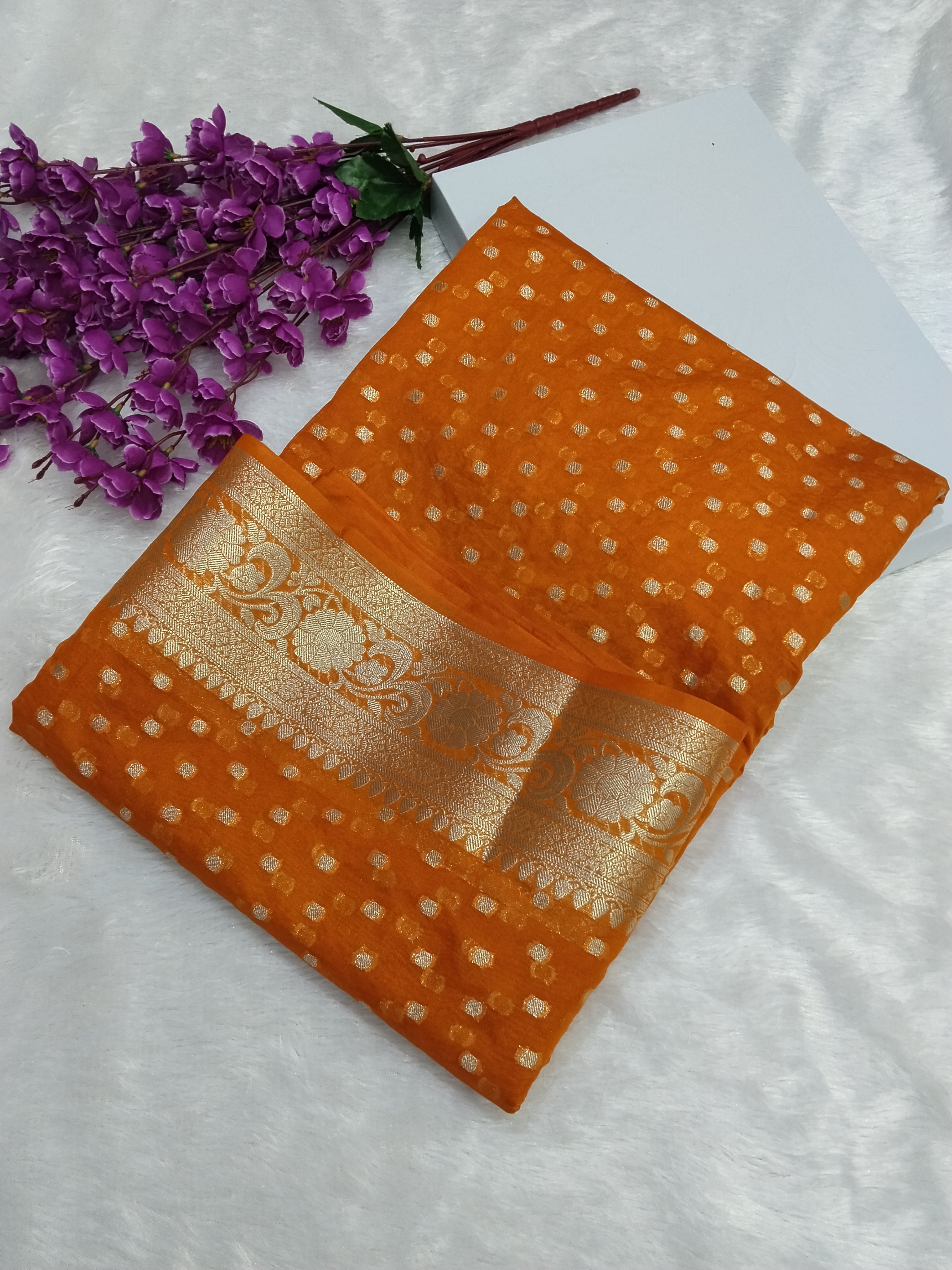 Mustard Colour Warer Zari Buti Khaddi Georgette Saree