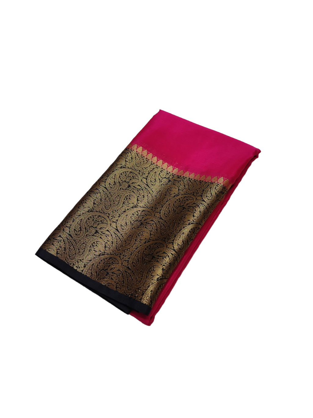 Pink And Black Colour Plain Body Warm Silk Saree
