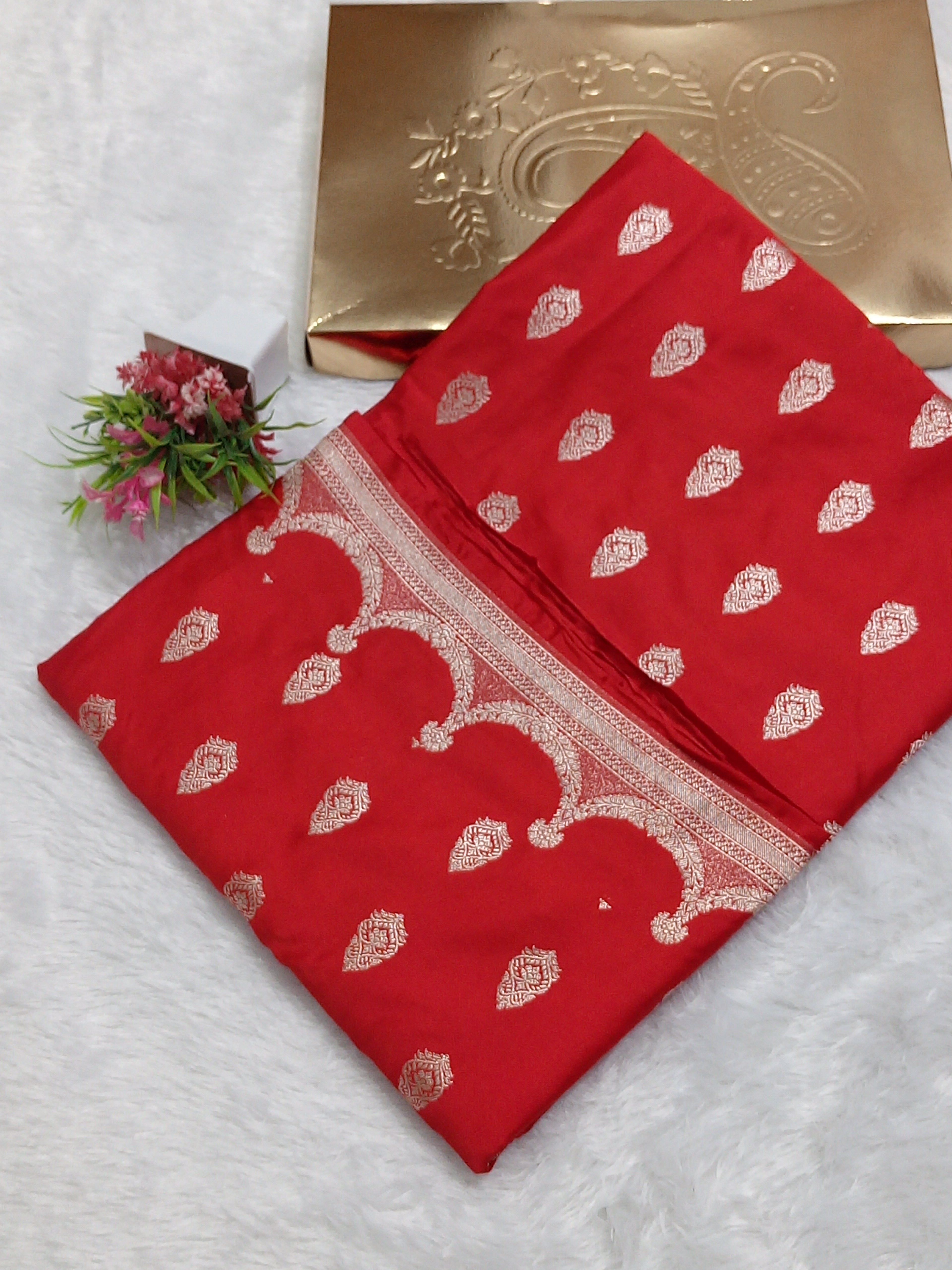 Dark Red Colour Wedding Banarasi Mashru Silk Saree