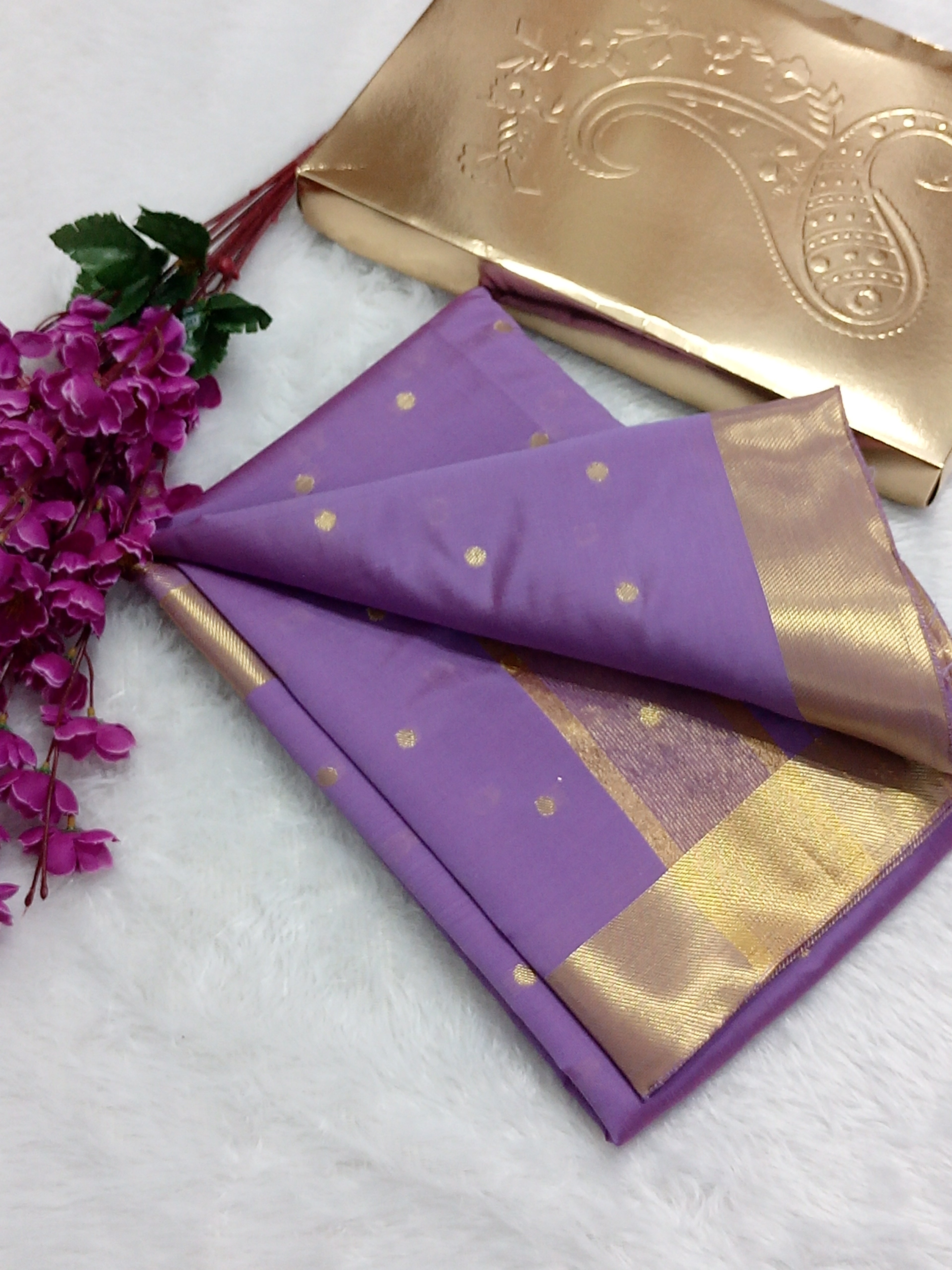 Lavender Colour Soft Katan Silk Saree