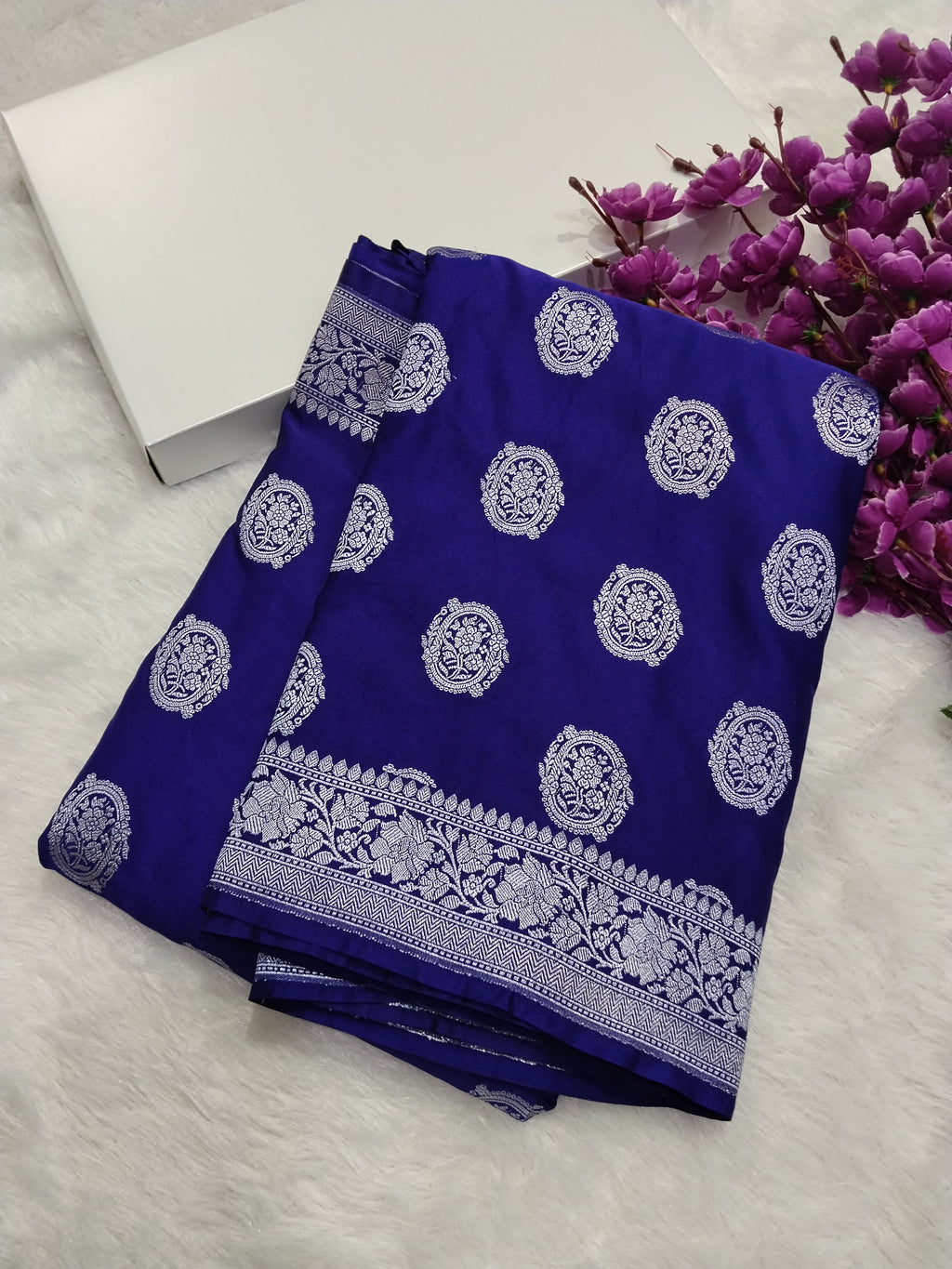 Violet Colour Banarasi Mashru Silk Saree With Buti Design