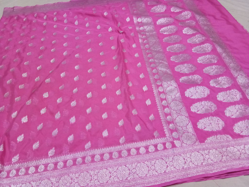 Viral Pink Colour Zari Buti Khaddi Georgette Saree