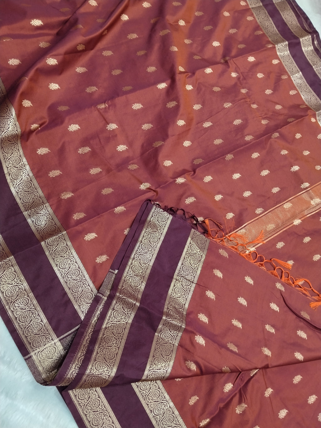 Party Wear Banarasi Semi Katan Silk Saree With Double Border Work