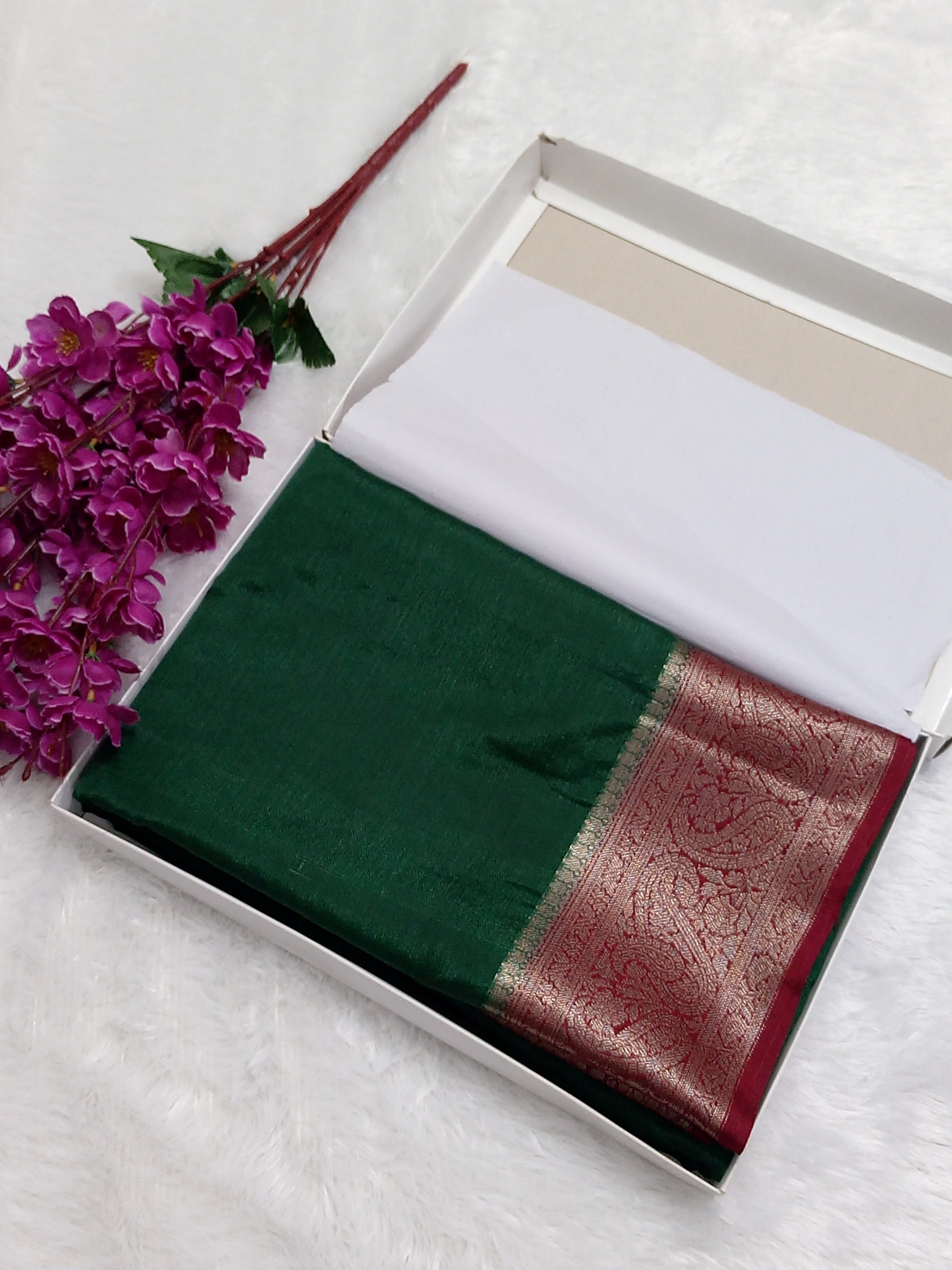 Bottle Green Party Wear Soft Warm Silk Saree