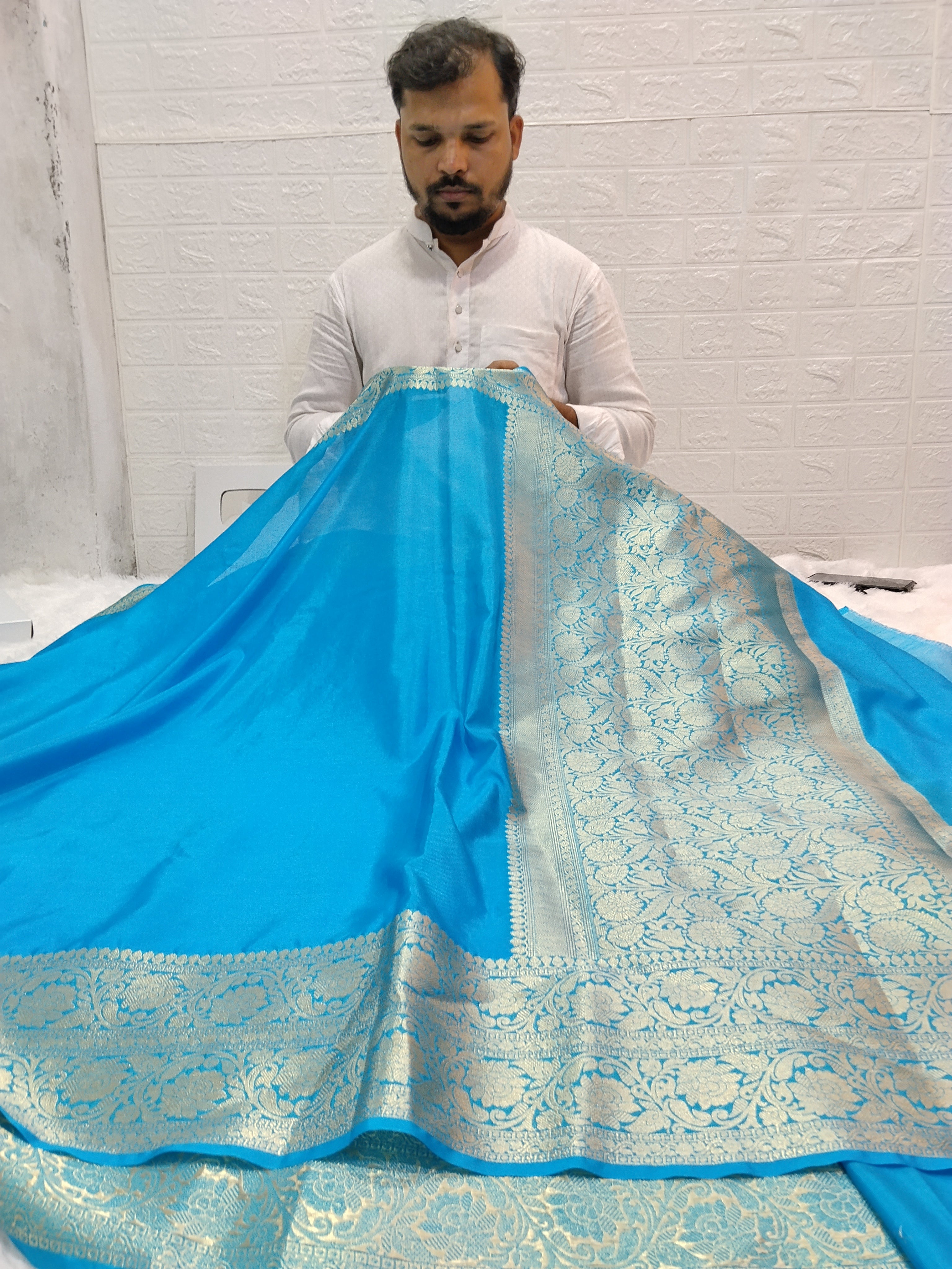 Teal Blue Colour Party Wear Soft Warm Silk Saree