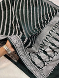 Dark Rama Green Colour Banarasi Mashru Silk Saree With Lahariya Design