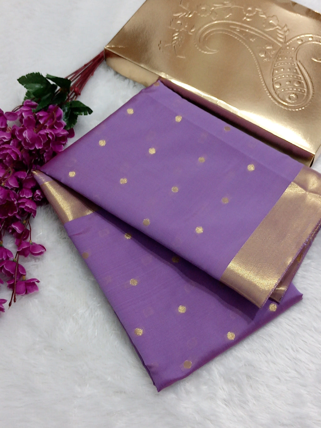 Lavender Colour Soft Katan Silk Saree