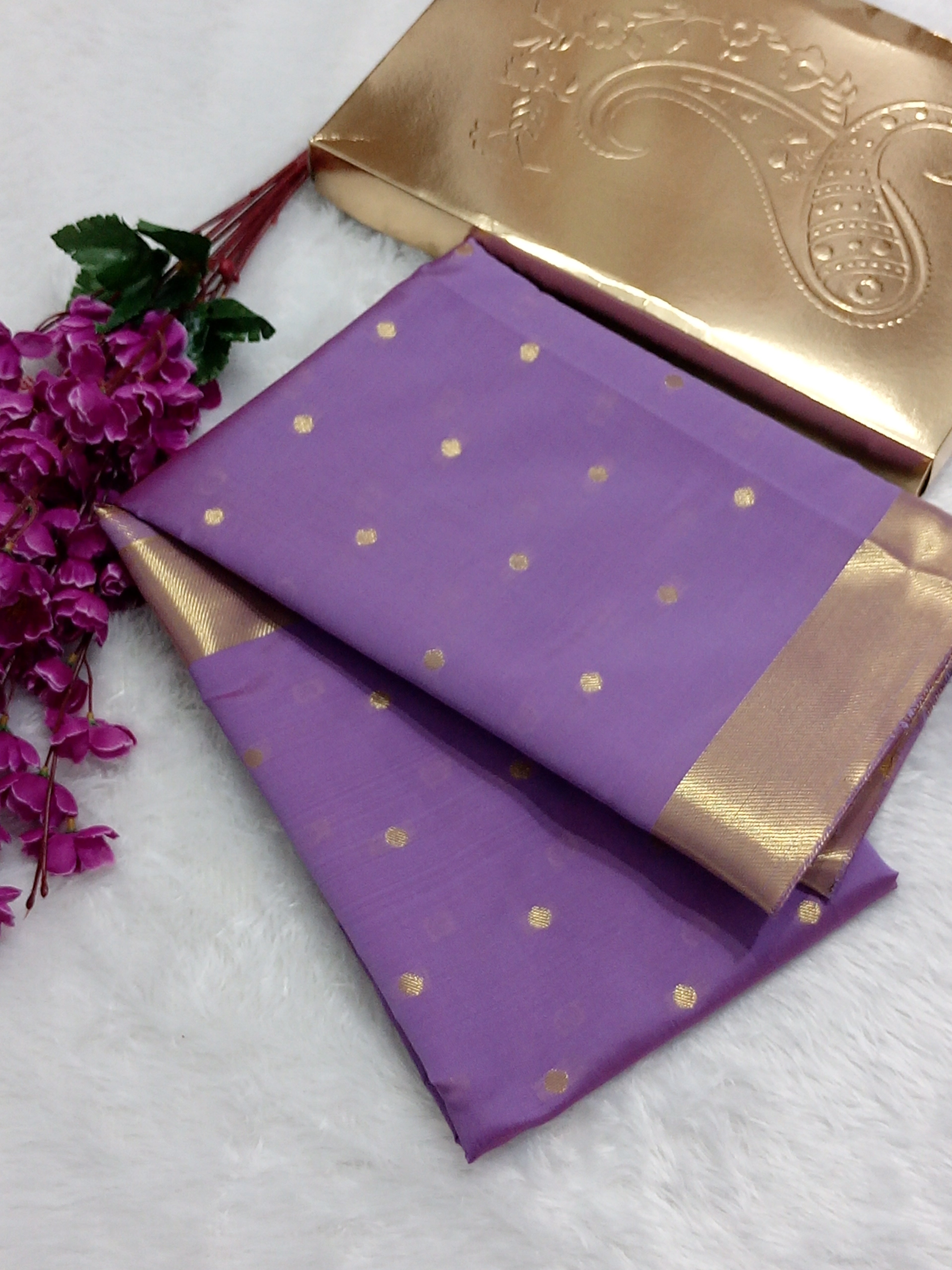 Lavender Colour Soft Katan Silk Saree