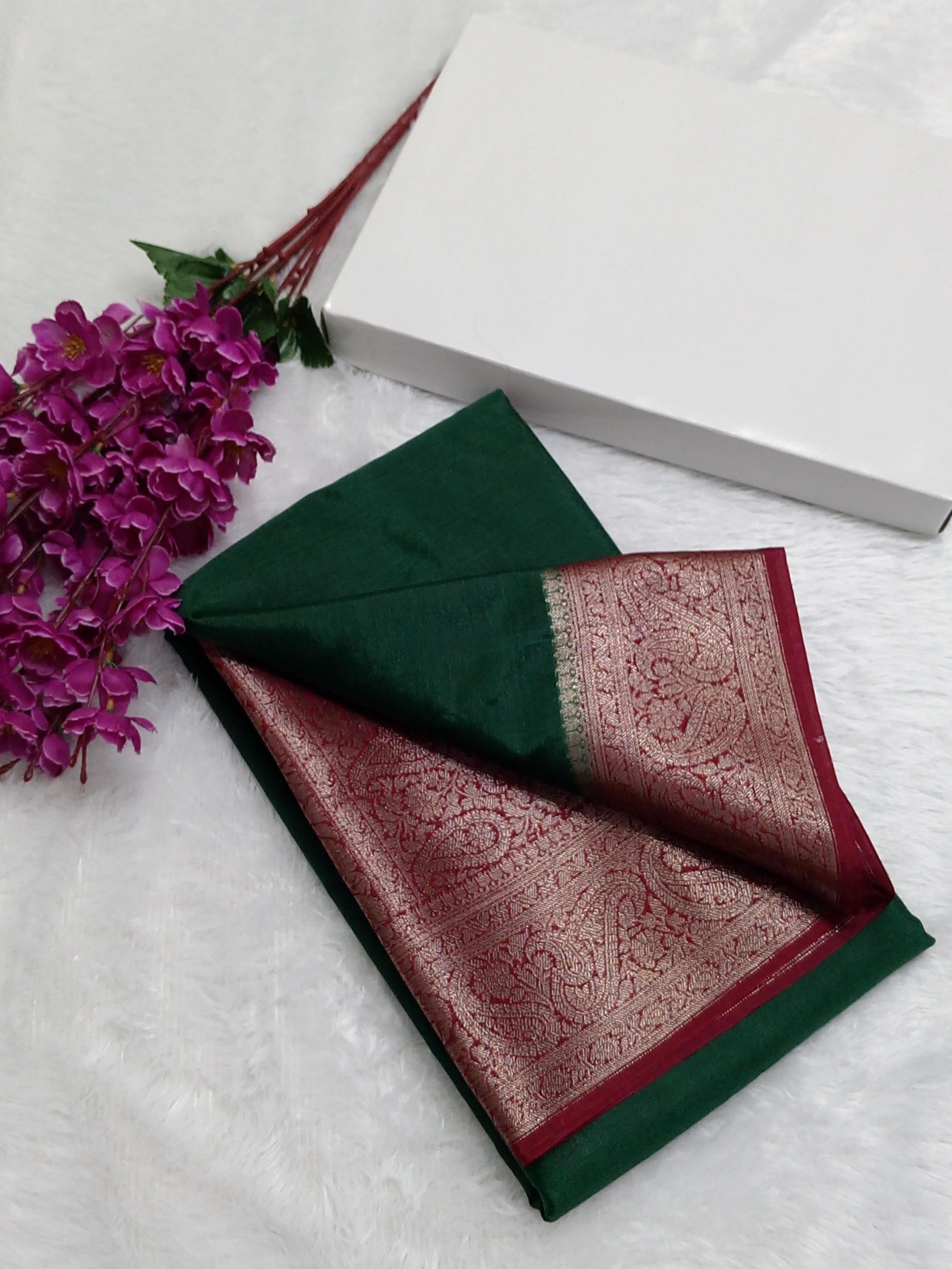 Bottle Green Party Wear Soft Warm Silk Saree