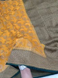 Handloom Pure Banarasi Khaddi Georgette Saree Antique Zari